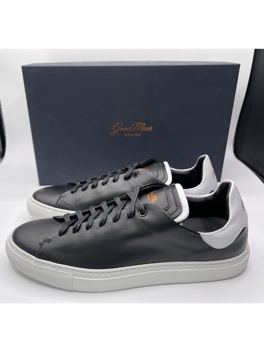 Good Man Brand Shoes Mens‎ Size 8 Black Leather Low Top Sneakers Legend Z Italy